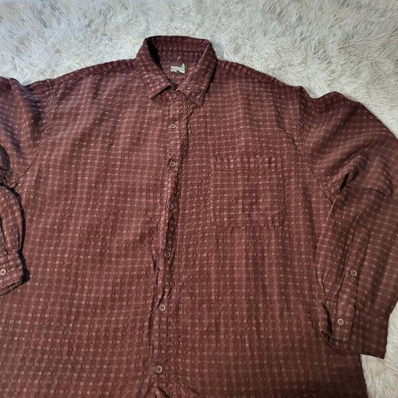 Weekendz off men long sleeve button-up brown texture shirt XXL - Picture 6 of 6